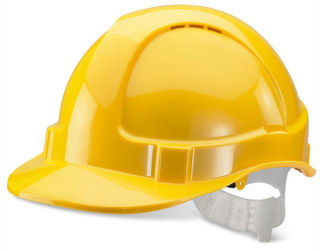 Economy Vented Helmet- Yellow Plastic Harness