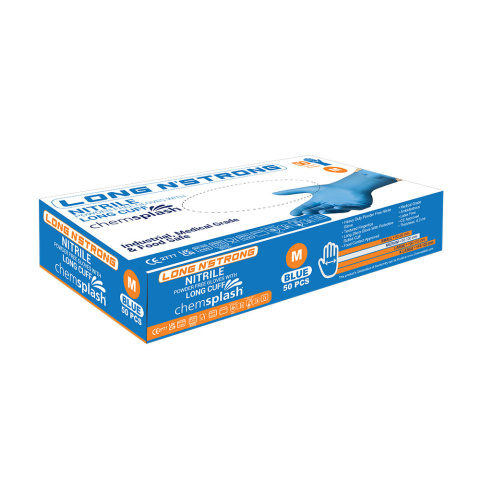 Chemsplash Long n'Strong Nitrile Powder Free Disposable Gloves XL Chemsplash Long n'Strong Nitrile Powder Free Disposable Gloves XL
